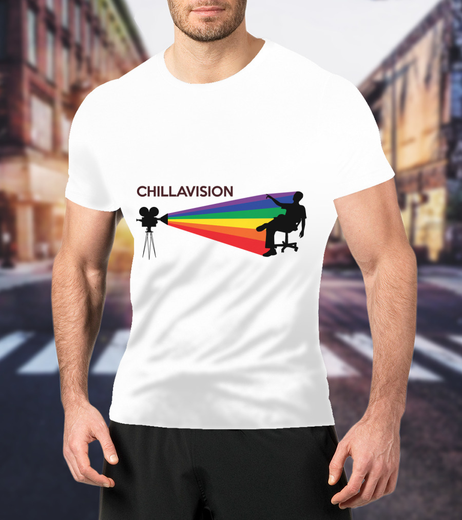 Chillavision First Edition Silhouette With Rainbow Camera Projection T-Shirt