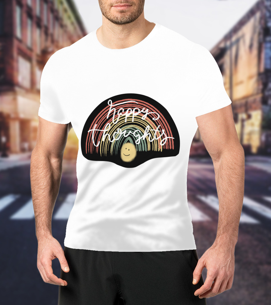 Happy Thoughts Rainbow Smiley Face T-Shirt