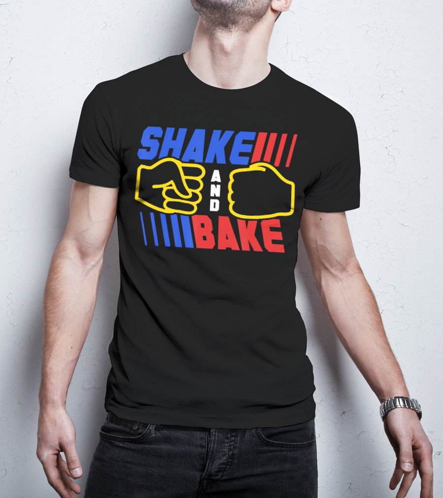 SHAKE AND BAKE Fist Bump Iconic Symbol Bold Colors T-Shirt