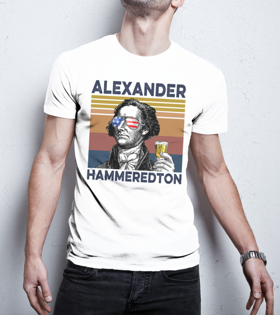 Alexander Hammeredton USA Vintage Drink Patriotic Sunglasses T-Shirt