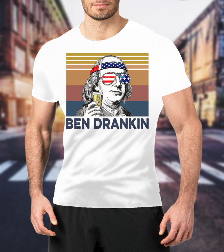Ben Drankin Vintage USA Patriotic Beer T-Shirt
