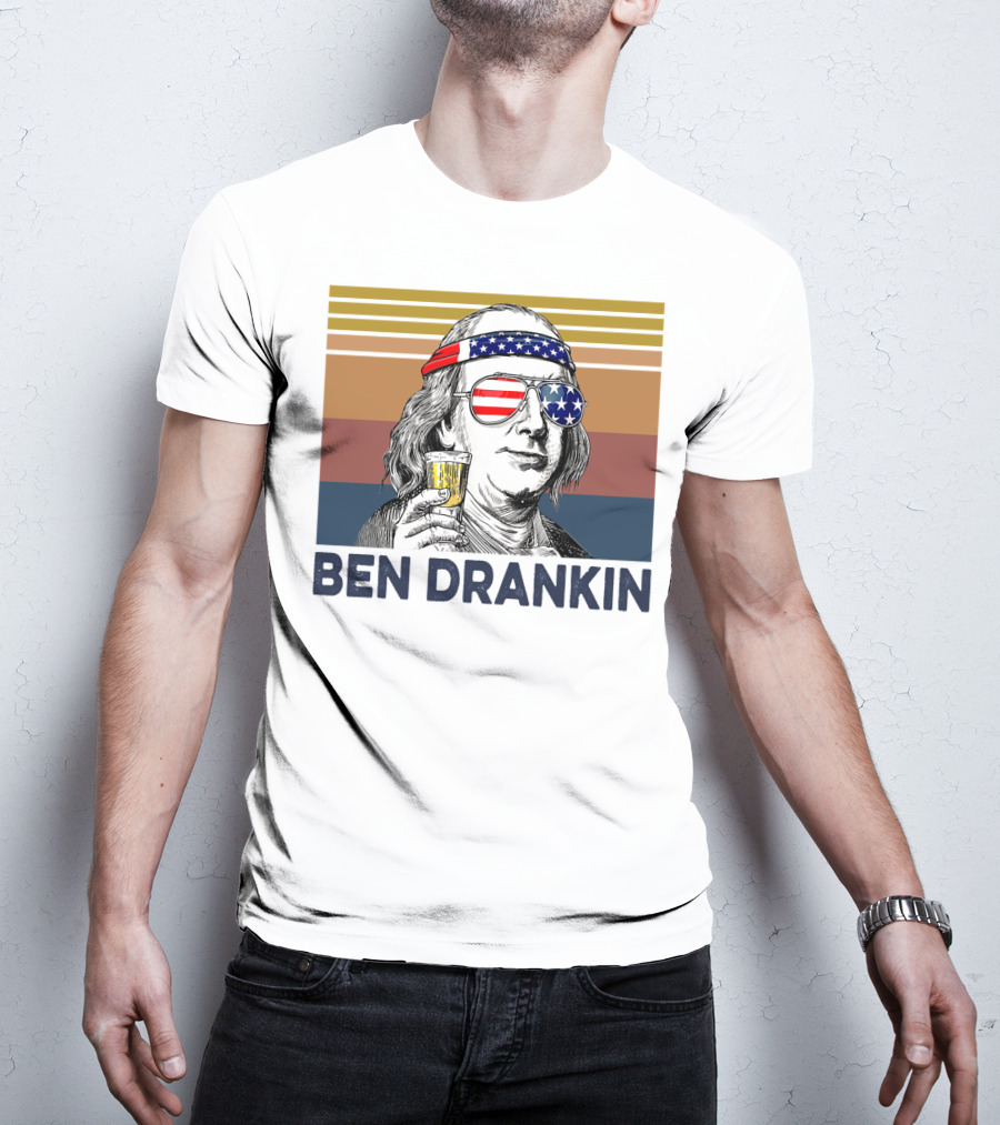 Ben Drankin Vintage USA Patriotic Beer T-Shirt