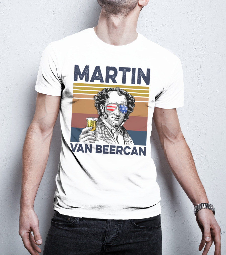 Martin Van Beercan American Flag Vintage Drink USA T-Shirt