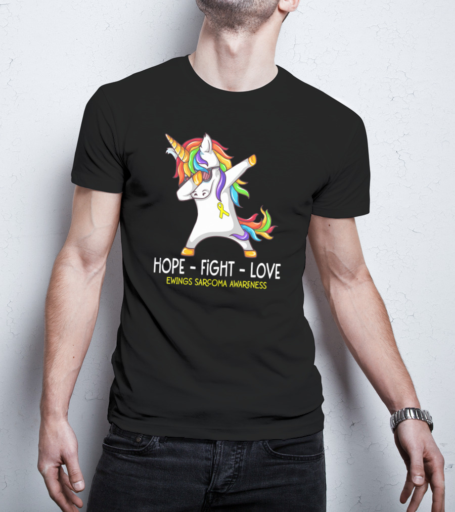 Hope Fight Love Unicorn Ewings Sarcoma Awareness T-Shirt