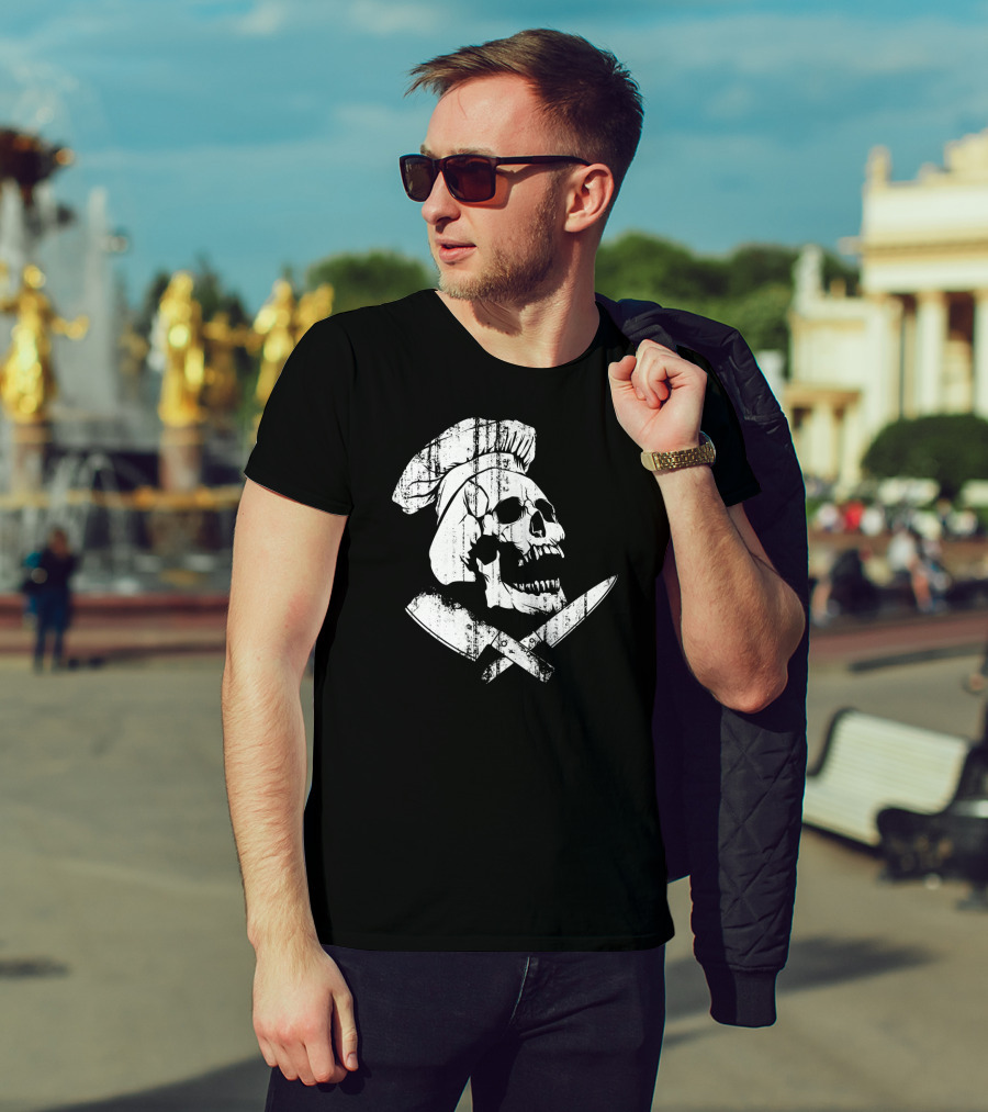 Culinary Gangster Cooking Master Chef Skull With Crossed Knives T-Shirt