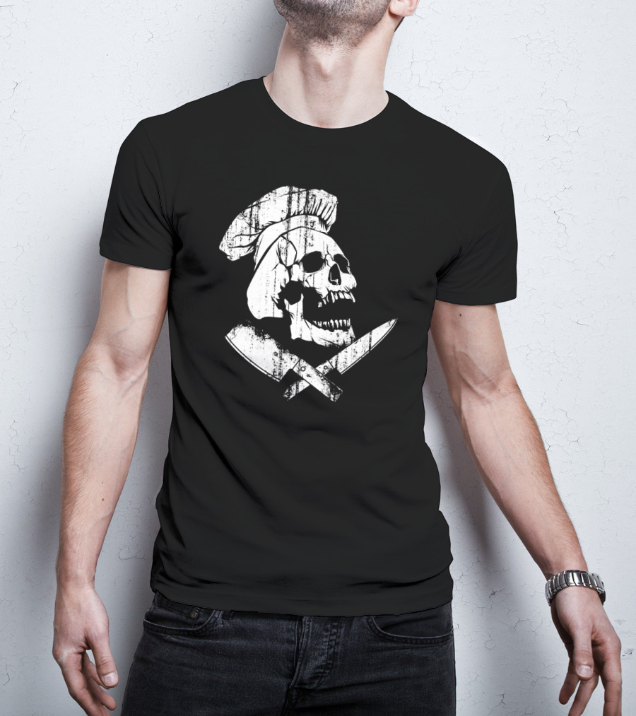 Culinary Gangster Cooking Master Chef Skull With Crossed Knives T-Shirt