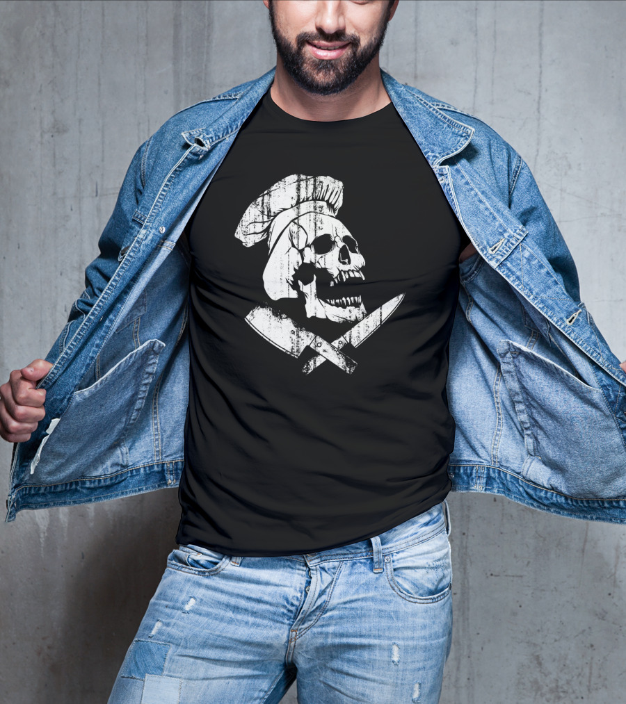 Culinary Gangster Cooking Master Chef Skull With Crossed Knives T-Shirt