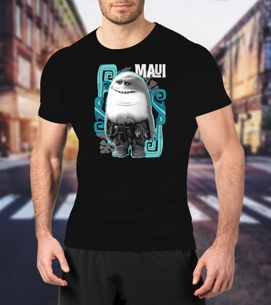 Maui Half Shark Disney Moana Character With Tribal T-Shirt