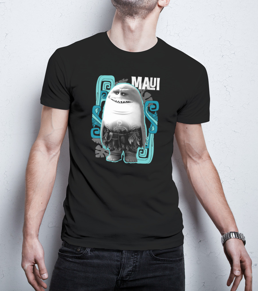 Maui Half Shark Disney Moana Character With Tribal T-Shirt