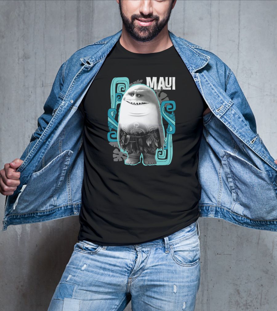 Maui Half Shark Disney Moana Character With Tribal T-Shirt