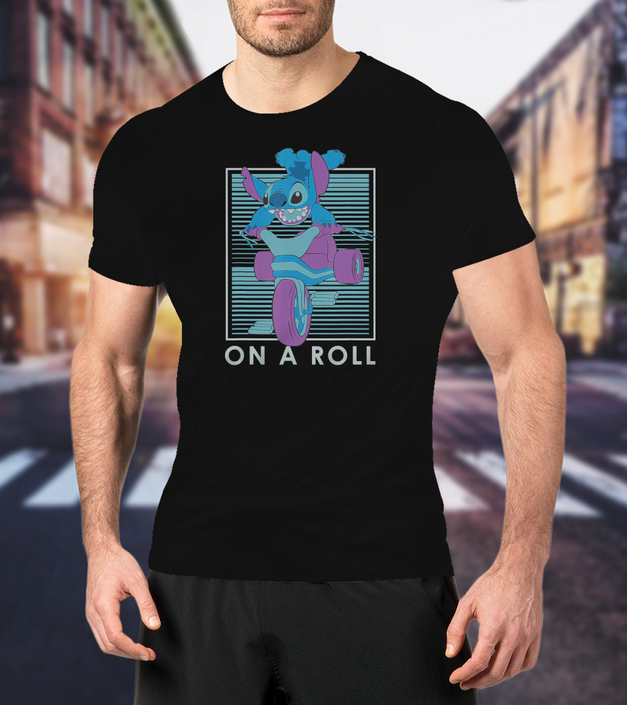 Disney Lilo And Stitch On A Roll Motorcycle Adventure T-Shirt