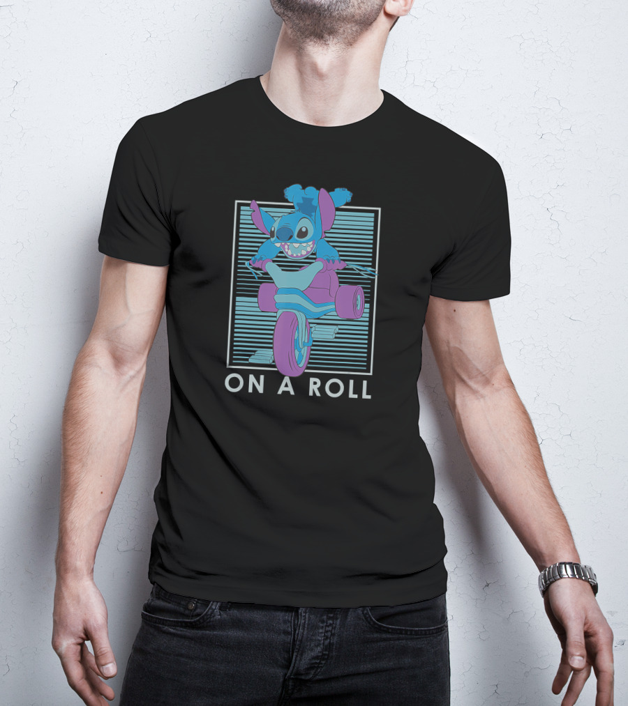 Disney Lilo And Stitch On A Roll Motorcycle Adventure T-Shirt