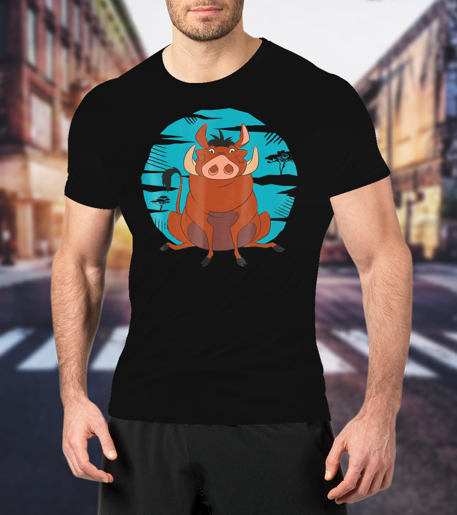 Disney The Lion King Happy Pumbaa African Savanna Scene T-Shirt