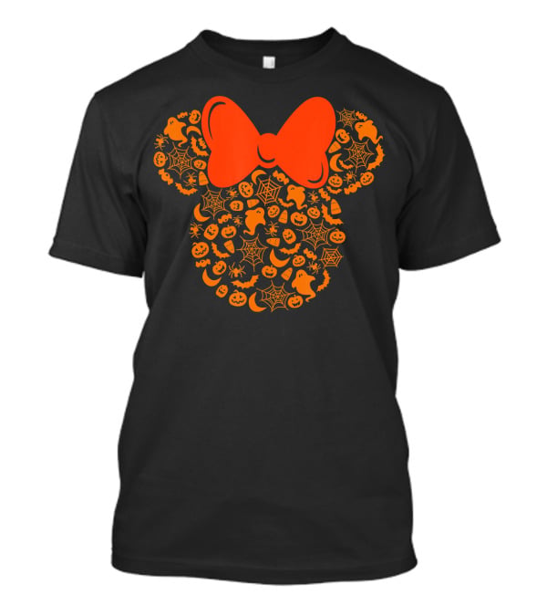 Disney Halloween Minnie Mouse Icon With Spiderweb Ghost Pumpkin Elements T-Shirt