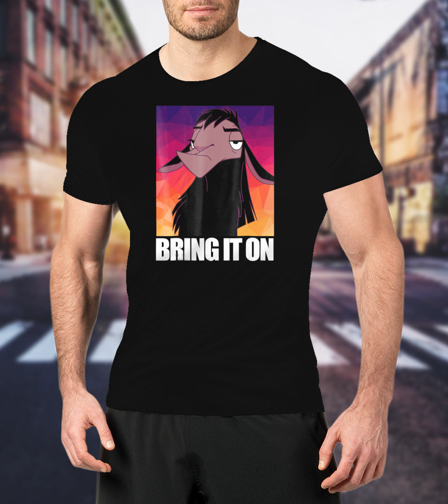 Disney Emperor's New Groove Kuzco Llama Bring It On Colorful Geometric Background T-Shirt