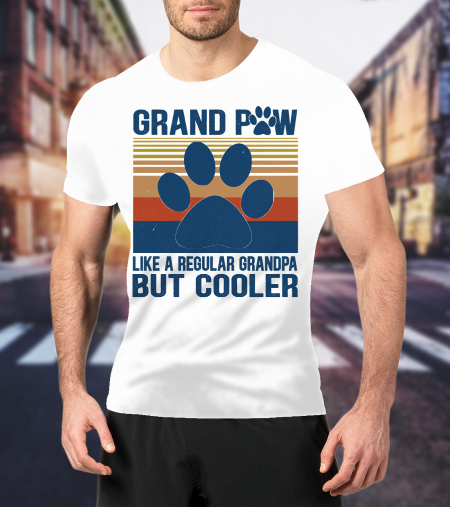 GRAND PAW Like A Regular Grandpa But Cooler Retro Paw Prints T-Shirt