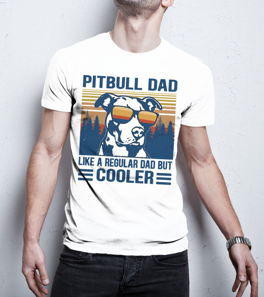 Pitbull Dad Like A Regular Dad But Cooler Retro Style Sunglasses T-Shirt