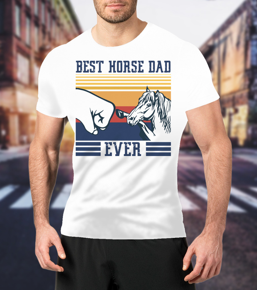 Best Horse Dad Ever Fist Bump Vintage Father T-Shirt
