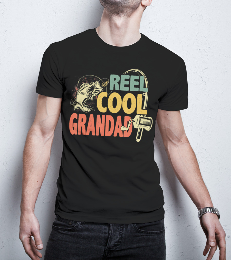 Reel Cool Grandad Vintage Fishing Motif T-Shirt