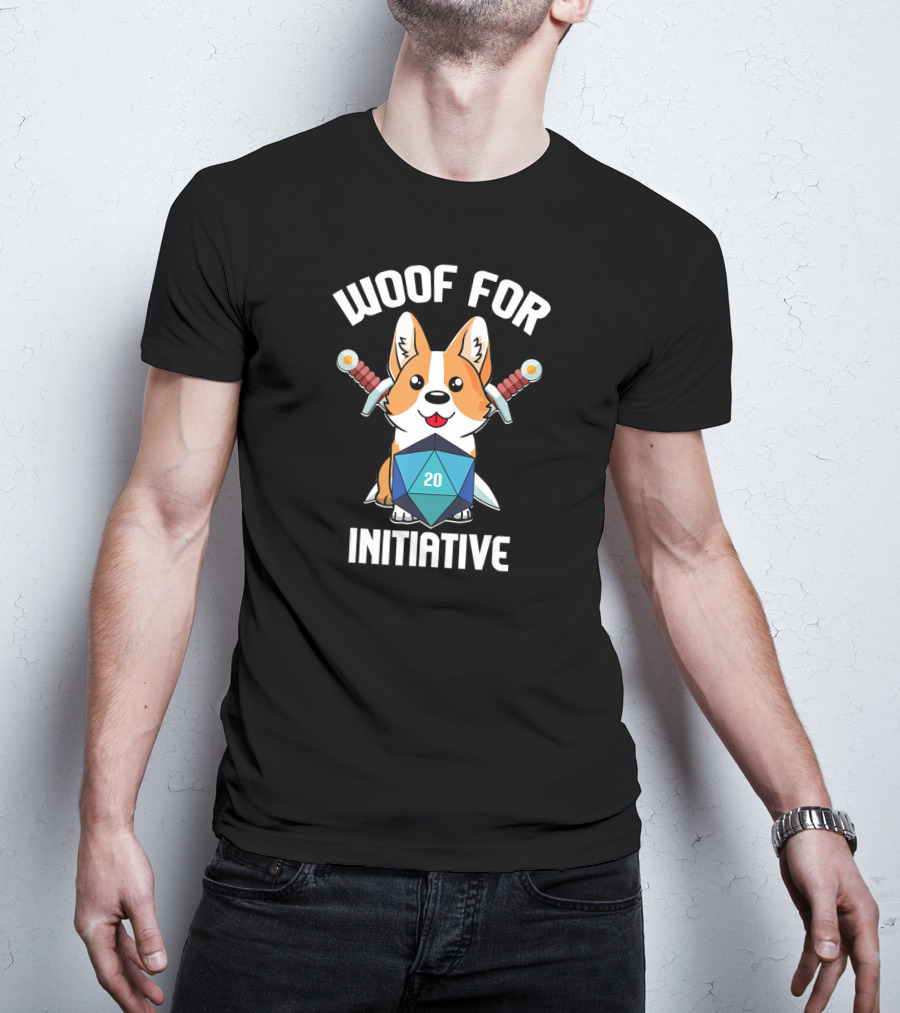 Woof For Initiative Corgi D20 RPG Gamer 20 T-Shirt
