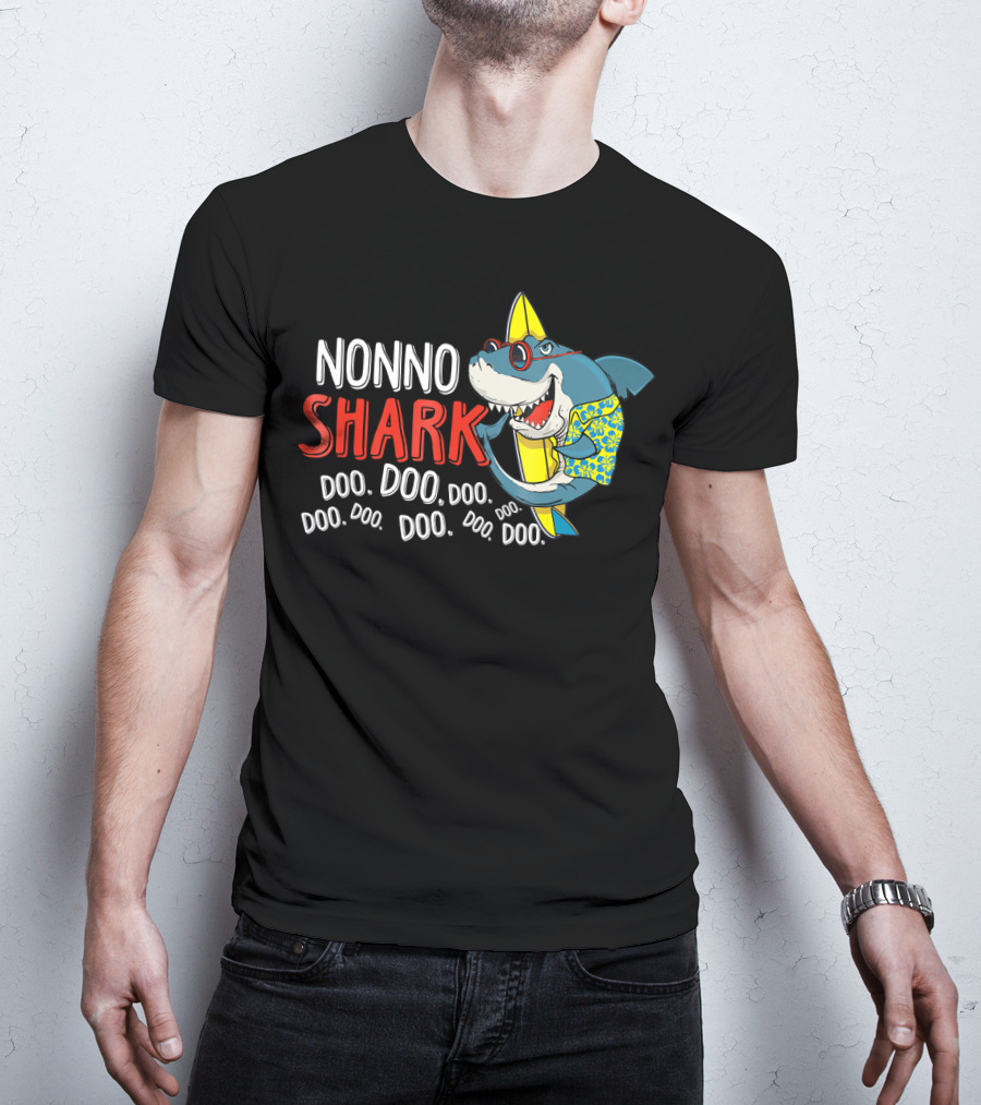 Nonno Shark Doo Doo Doo Doo Doo Doo Doo Doo Doo Hawaiian Shirt Sunglasses Surfboard T-Shirt