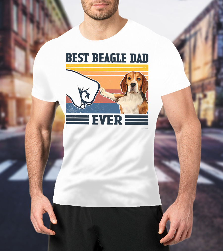 Best Beagle Dad Ever Vintage Fist Bump T-Shirt