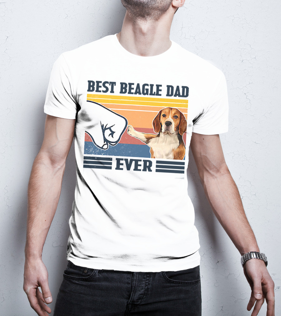 Best Beagle Dad Ever Vintage Fist Bump T-Shirt