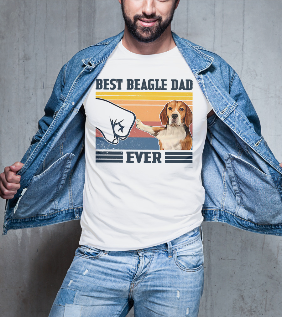 Best Beagle Dad Ever Vintage Fist Bump T-Shirt