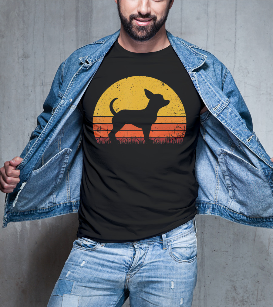 Retro Chihuahua Silhouette In Sunset T-Shirt