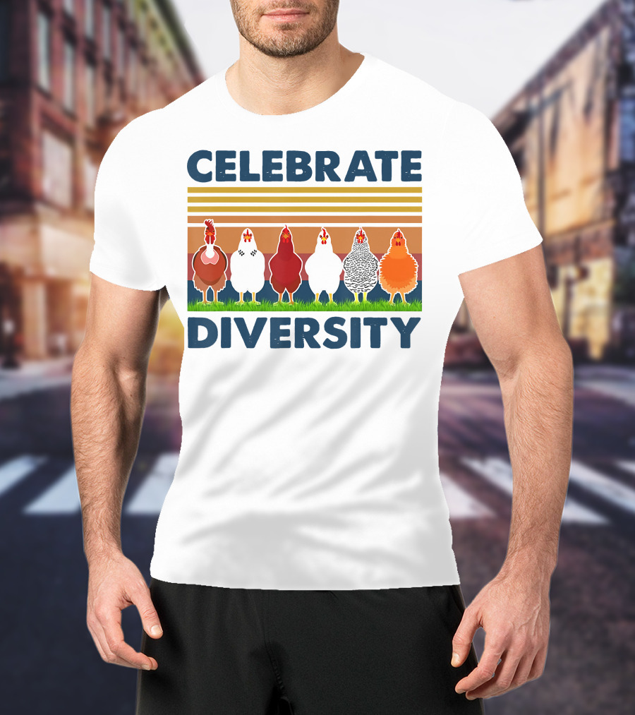 Celebrate Diversity With Chickens In Colorful Display T-Shirt