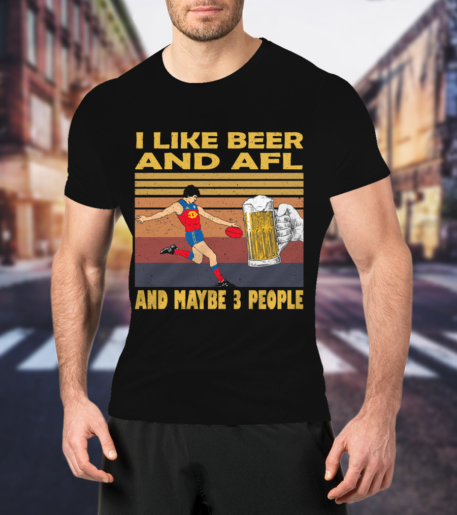 I Like Beer And AFL Maybe 3 People Retro Player And Beer Mug T-Shirt