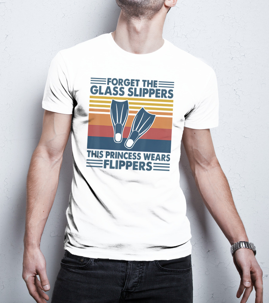 Forget The Glass Slippers This Princess Wears Flippers Retro Stripes T-Shirt