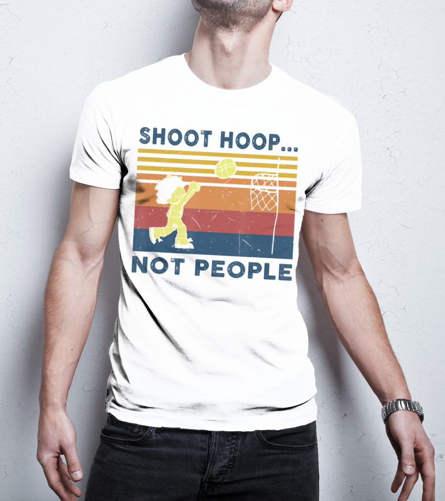 Shoot Hoop Not People Retro Basketball Stripes T-Shirt