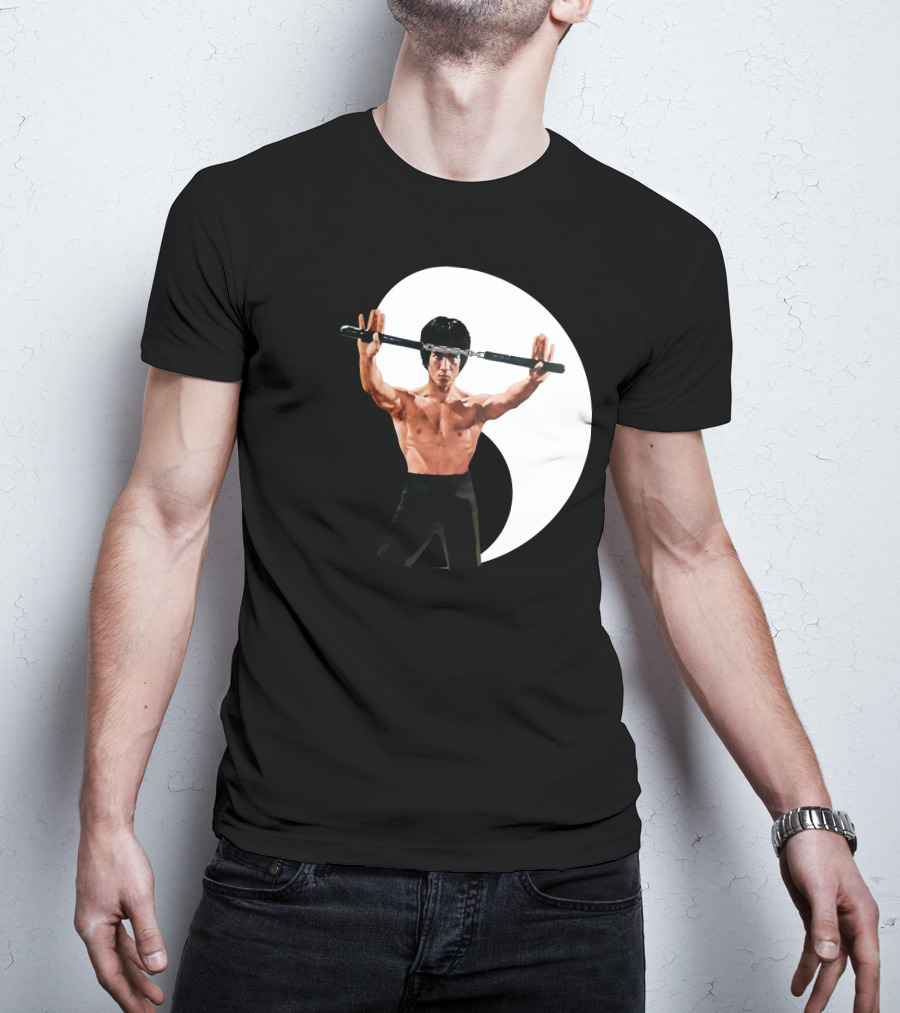 Bruce Lee Nunchaku Pose Yin Yang Martial Arts T-Shirt