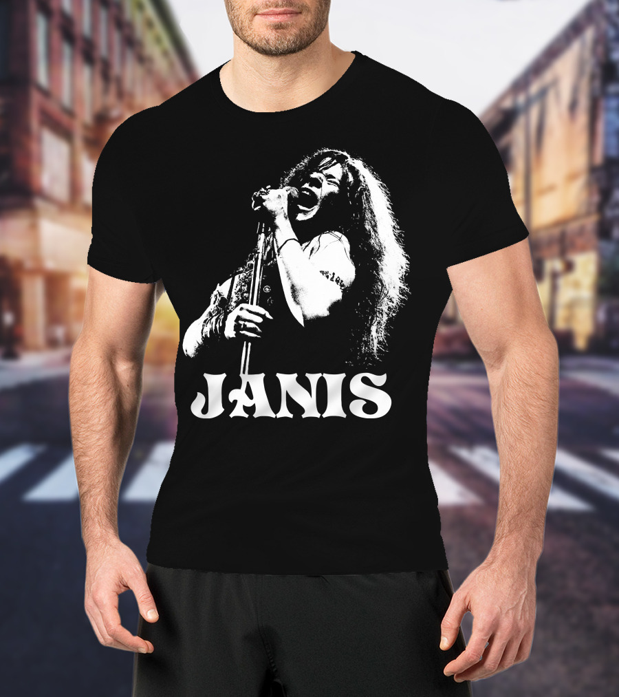 Janis Joplin White Stencil T-Shirt