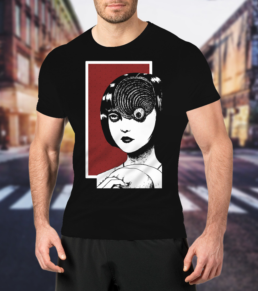 Junji Ito Uzumaki The Great Spiral Horror Manga Face With Spiral Eye T-Shirt