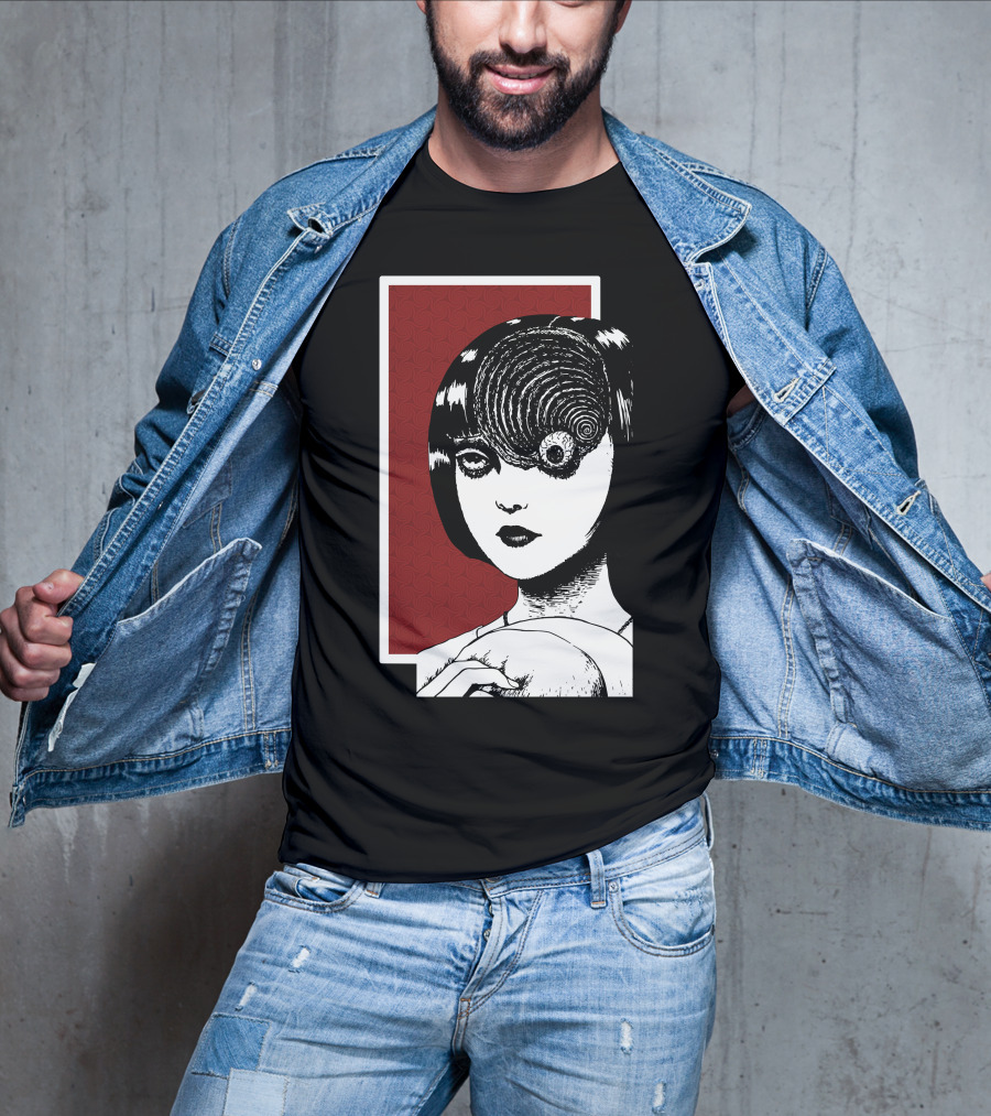 Junji Ito Uzumaki The Great Spiral Horror Manga Face With Spiral Eye T-Shirt