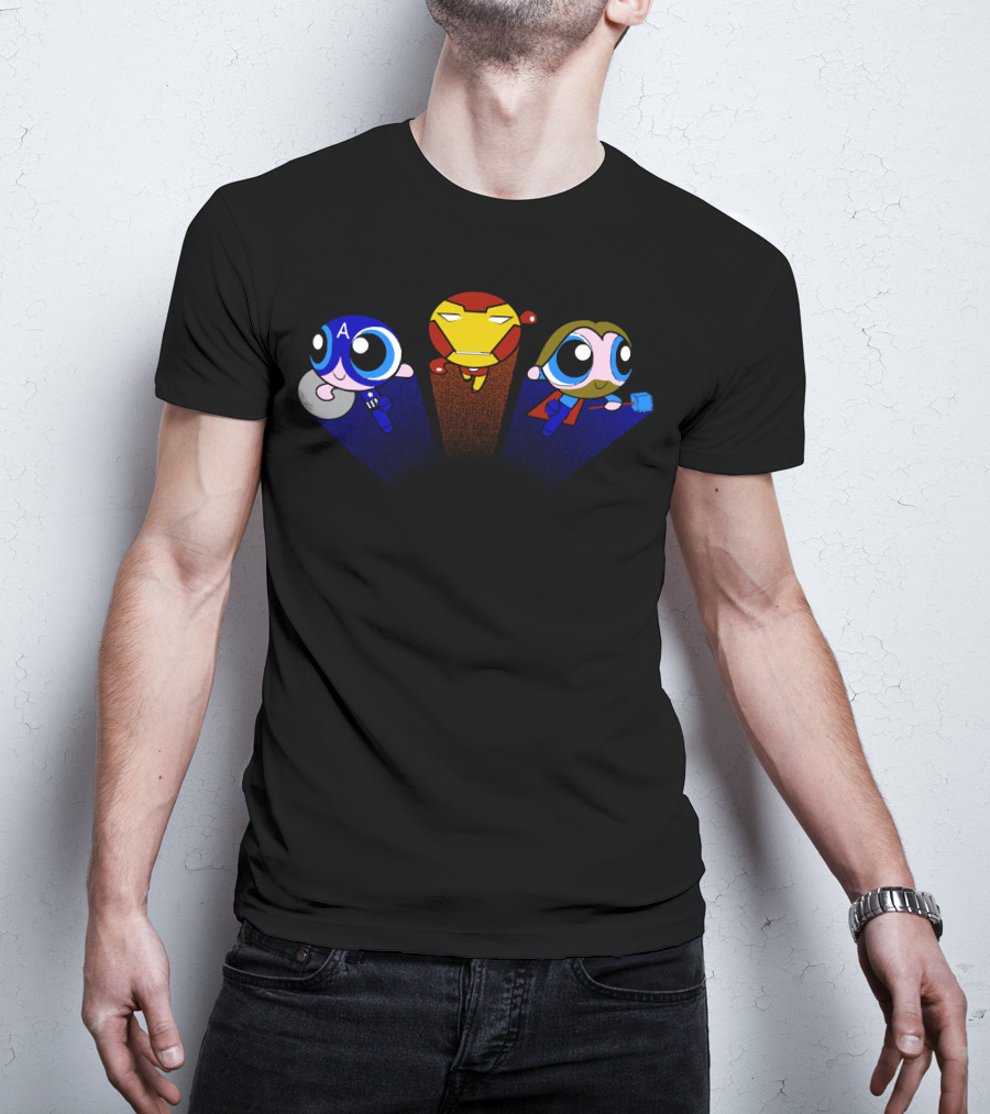 Powerpuff Girls Avengers Iron Man Captain America Thor Mashup T-Shirt