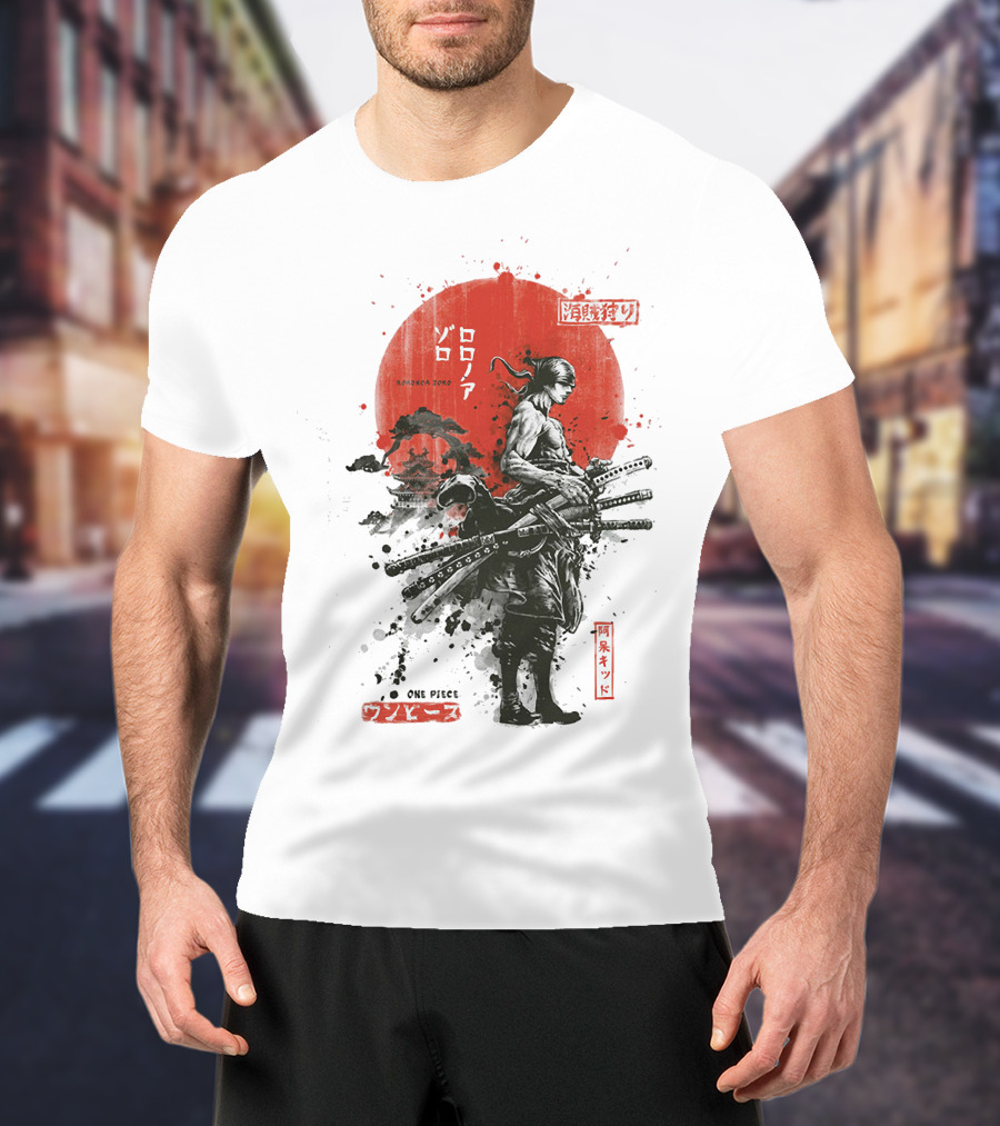 Roronoa Zoro Wano Arc Samurai Swords One Piece Anime Kanji T-Shirt