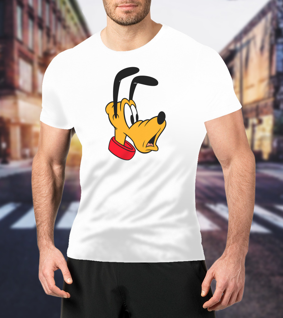 Disney Mickey And Friends Pluto Big Face With Red Collar T-Shirt