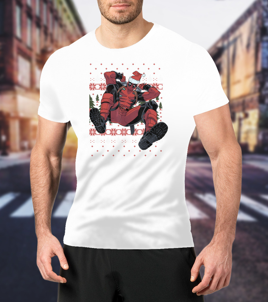 Marvel Deadpool Christmas Santa Hat Ugly T-Shirt