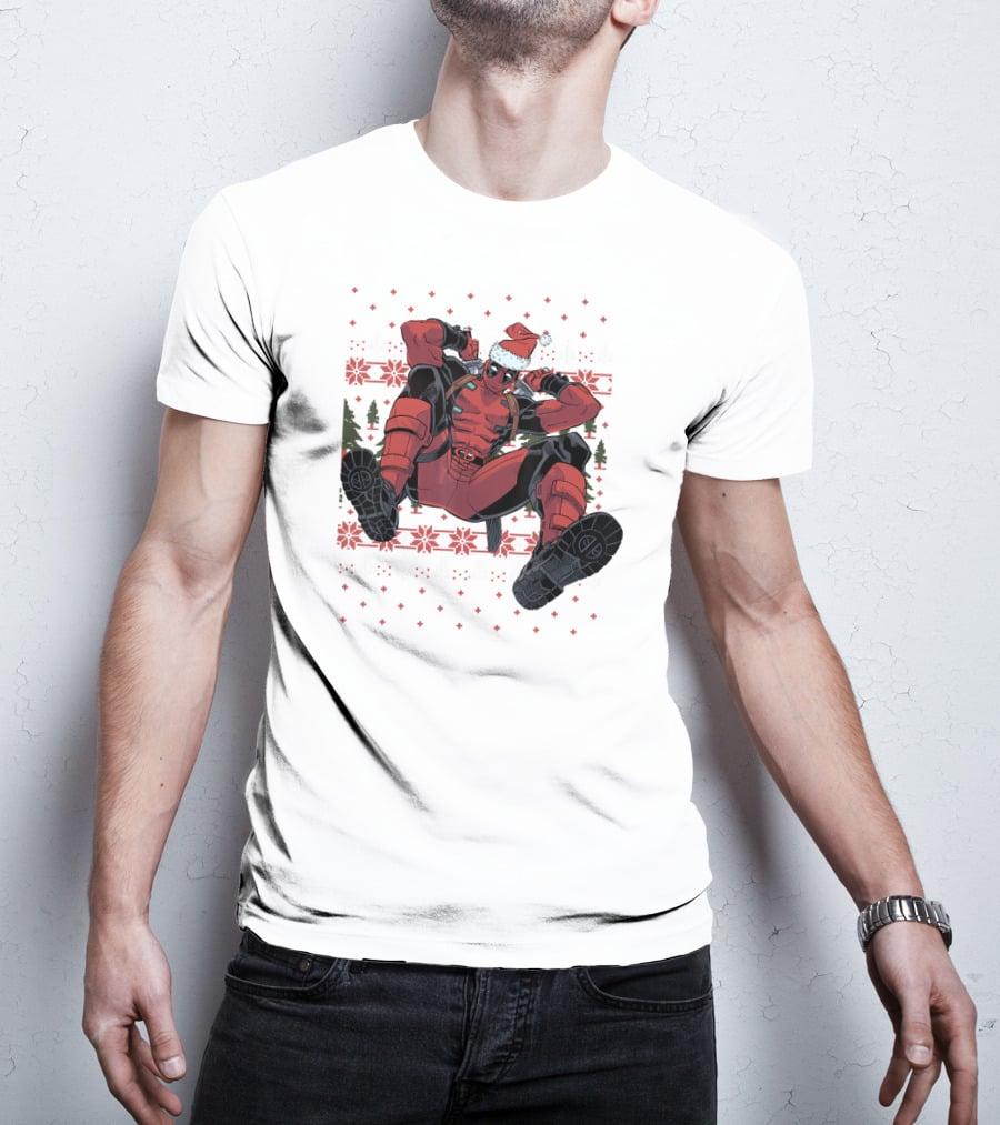 Marvel Deadpool Christmas Santa Hat Ugly T-Shirt