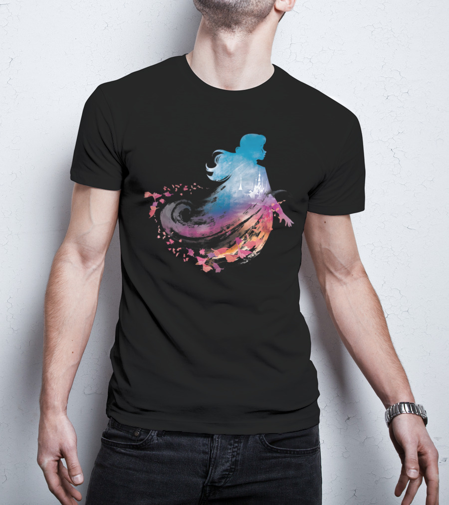 Disney Frozen 2 Anna Silhouette With Castle And Falling Leaves T-Shirt