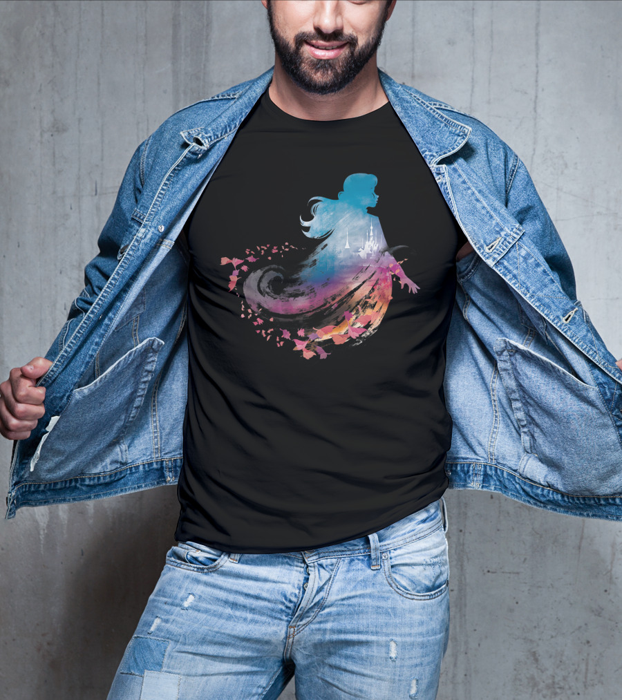 Disney Frozen 2 Anna Silhouette With Castle And Falling Leaves T-Shirt