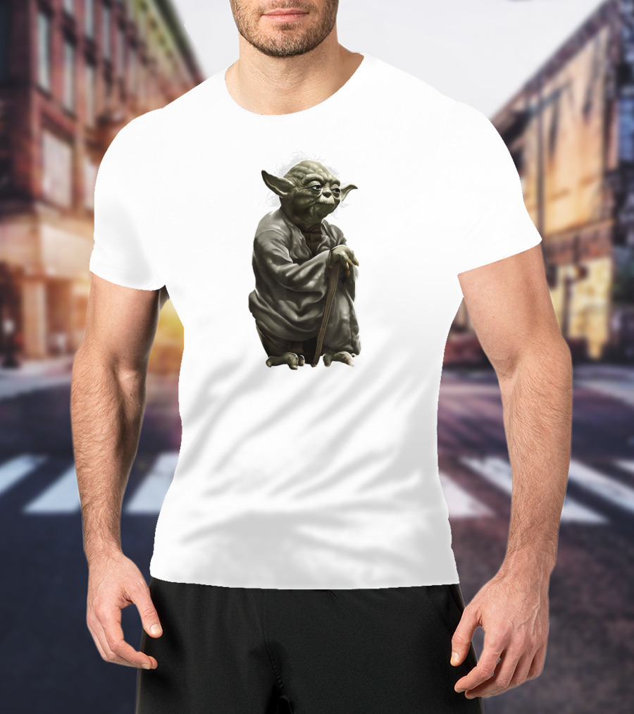 Star Wars Yoda Wise Jedi Master Crouching With Cane T-Shirt