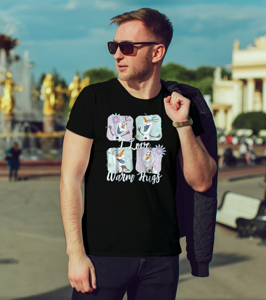 Disney Frozen Olaf I Love Warm Hugs Colorful Snowflakes T-Shirt