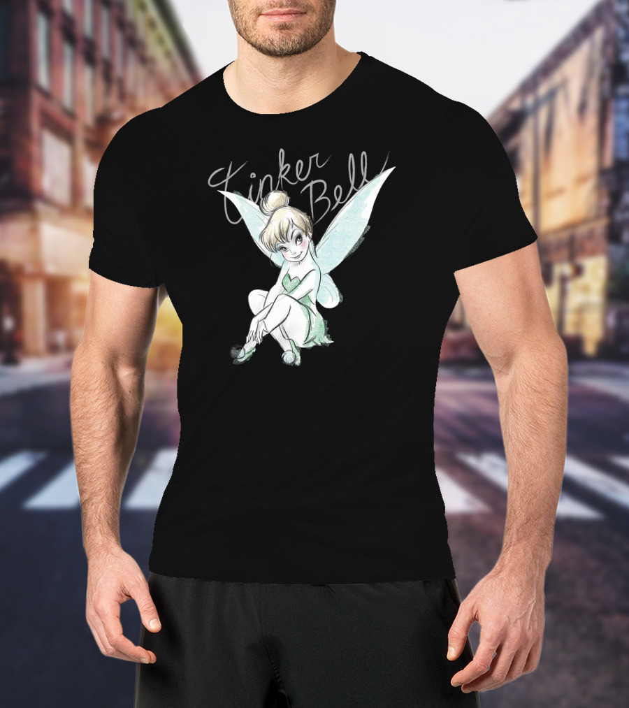 Disney Tinker Bell Fairy Sitting Illustration Tinker Bell T-Shirt