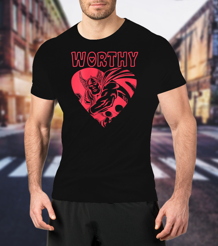 Marvel Valentine's Day Thor Avengers Worthy Heart T-Shirt