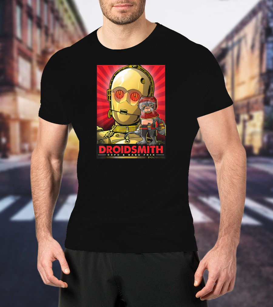 Droidsmith C-3PO And Babu Frik Star Wars The Rise Of Skywalker Red T-Shirt