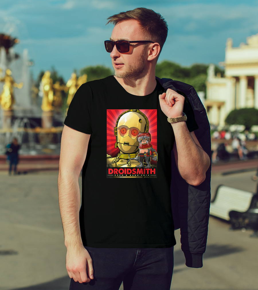 Droidsmith C-3PO And Babu Frik Star Wars The Rise Of Skywalker Red T-Shirt
